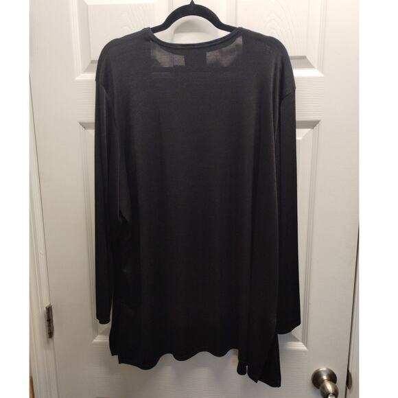 Kathie Lee Plus Size 22/24W Black Open Front Slinky Travel Packable Cardigan - Picture 2 of 5